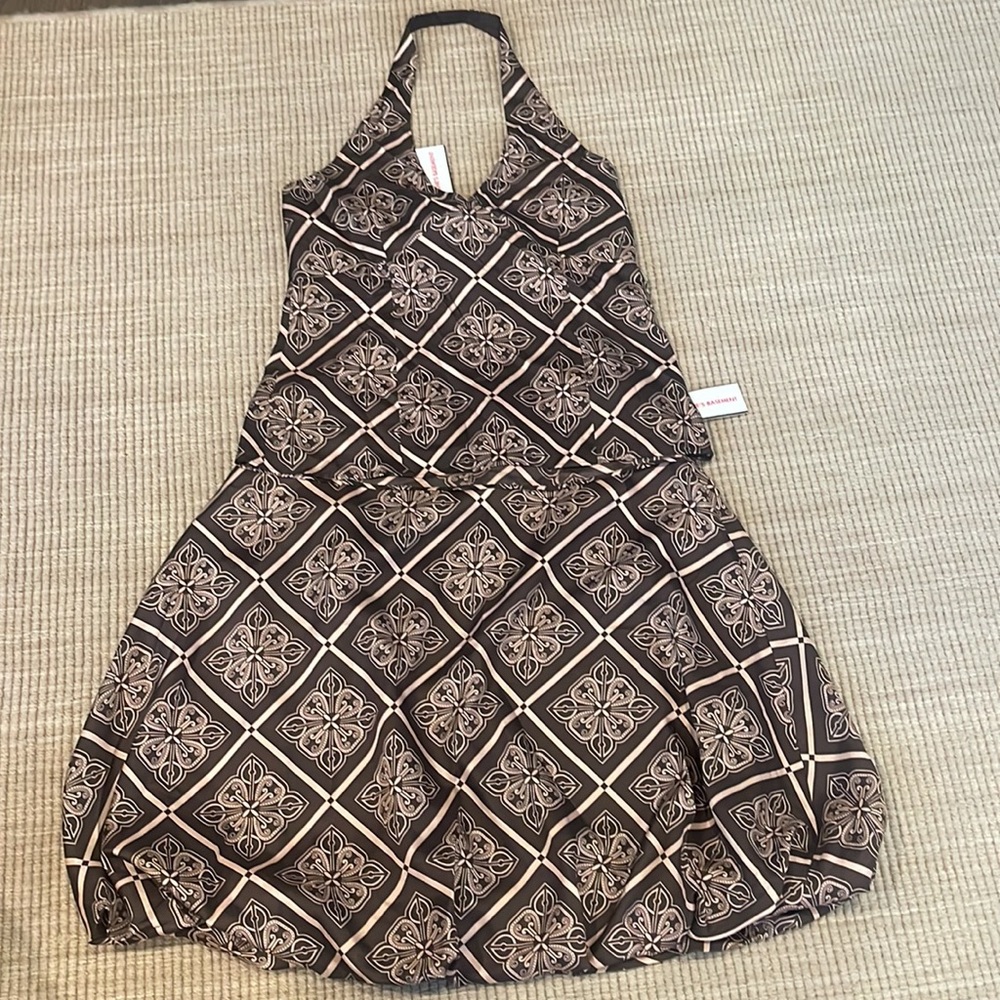 NWT Grace Dane Lewis Set Bubble skirt 10 Halter top Brown Rose Gold top size 8